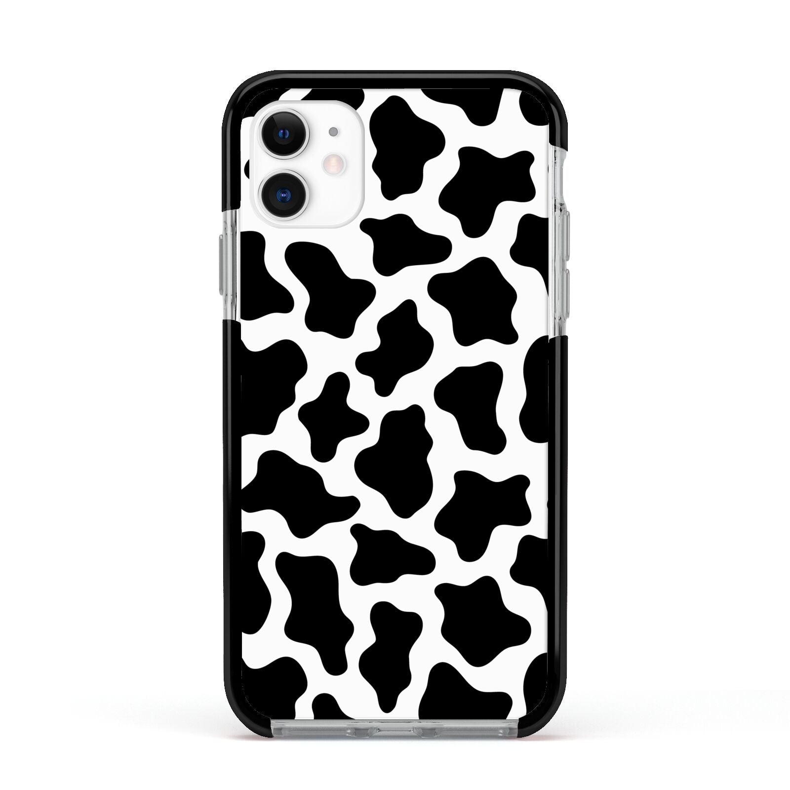 Cow Print Apple iPhone 11 in White with Black Impact Case