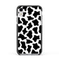 Cow Print Apple iPhone XR Impact Case Black Edge on Silver Phone