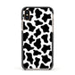 Cow Print Apple iPhone Xs Impact Case Black Edge on Gold Phone