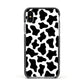 Cow Print Apple iPhone Xs Impact Case Black Edge on Silver Phone