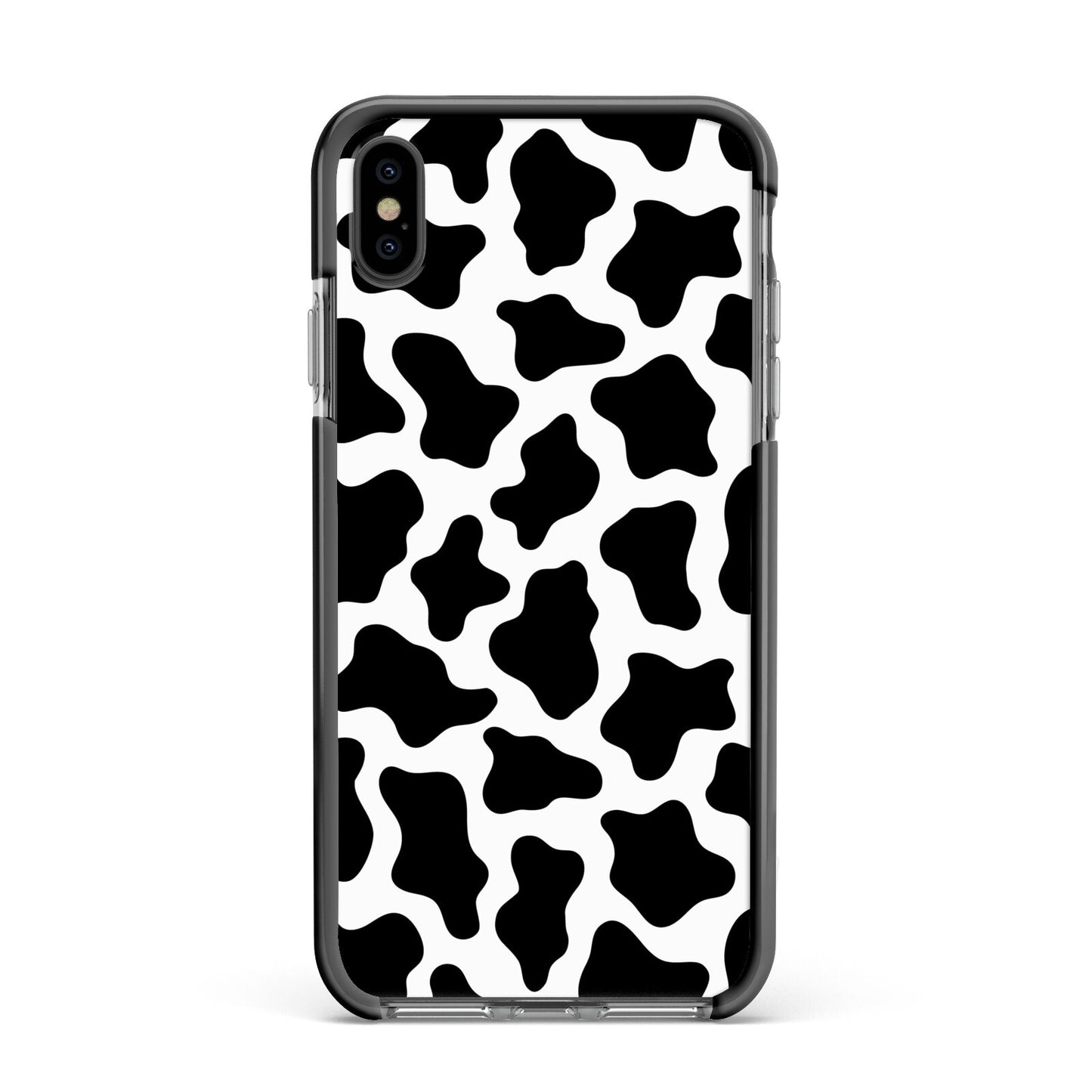 Cow Print Apple iPhone Xs Max Impact Case Black Edge on Black Phone