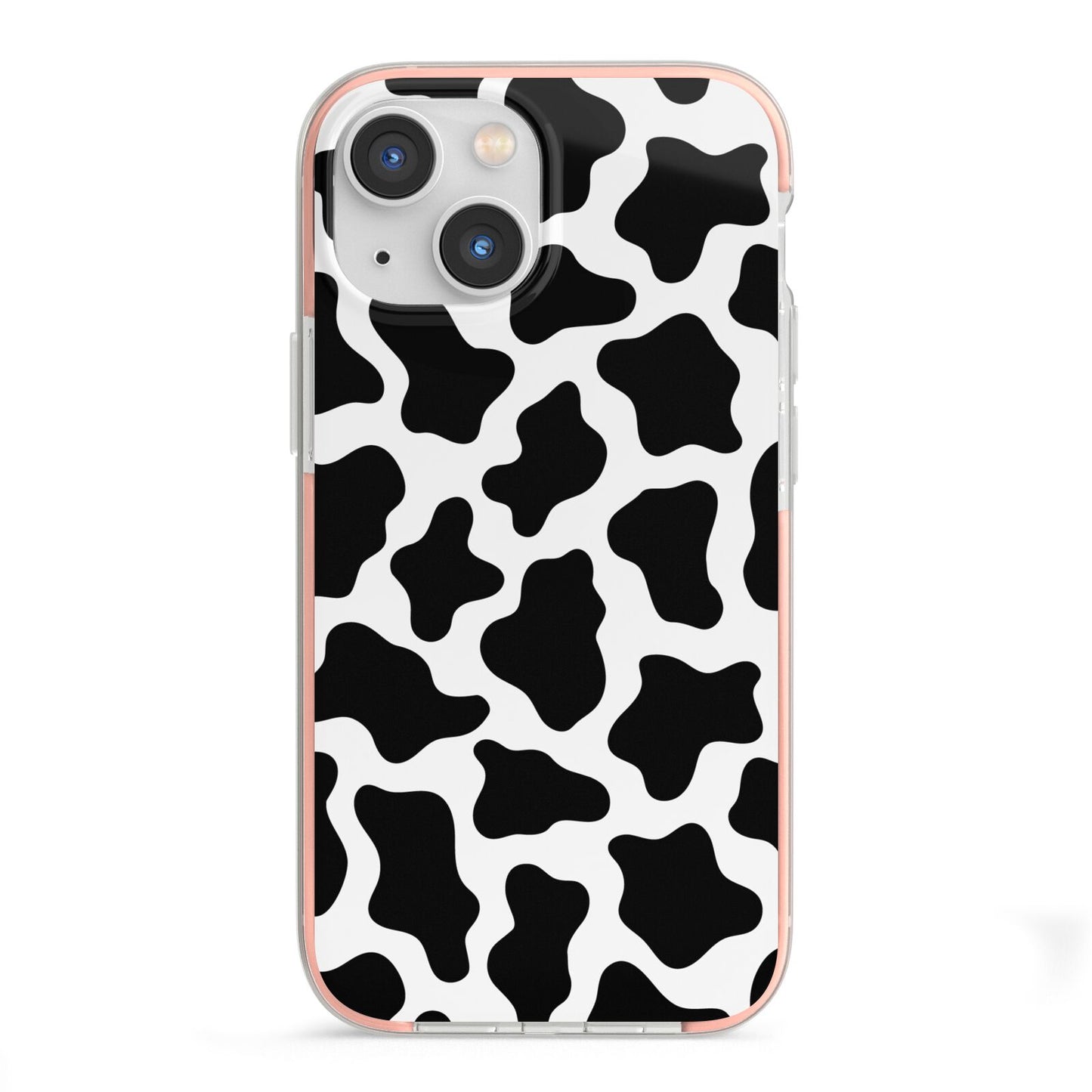 Cow Print iPhone 13 Mini TPU Impact Case with Pink Edges