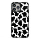 Cow Print iPhone 13 Pro Max Black Impact Case on Silver phone