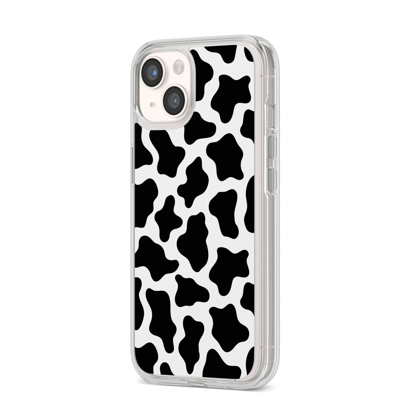Cow Print iPhone 14 Clear Tough Case Starlight Angled Image
