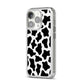 Cow Print iPhone 14 Pro Clear Tough Case Silver Angled Image