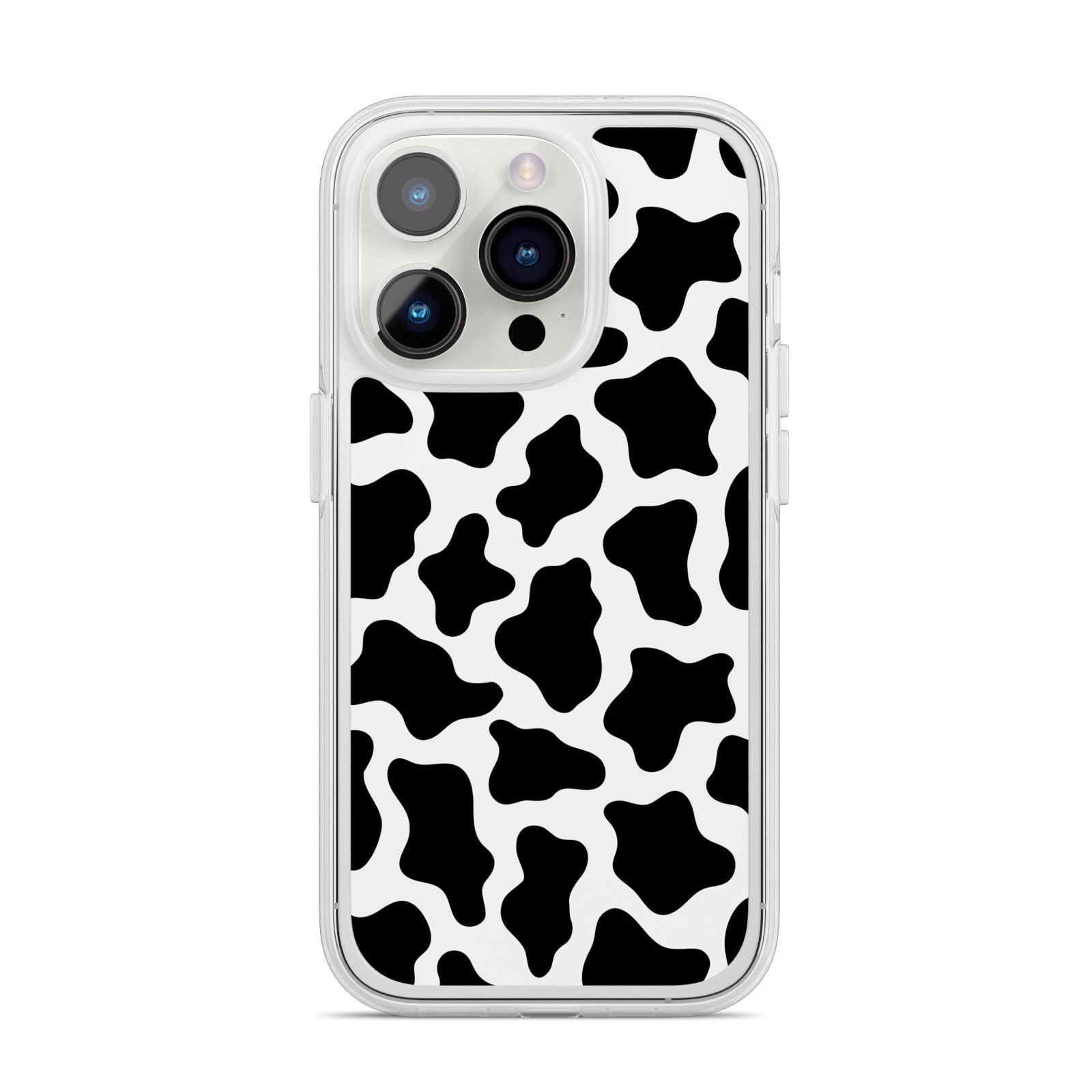Cow Print iPhone 14 Pro Clear Tough Case Silver