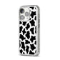 Cow Print iPhone 14 Pro Glitter Tough Case Silver Angled Image