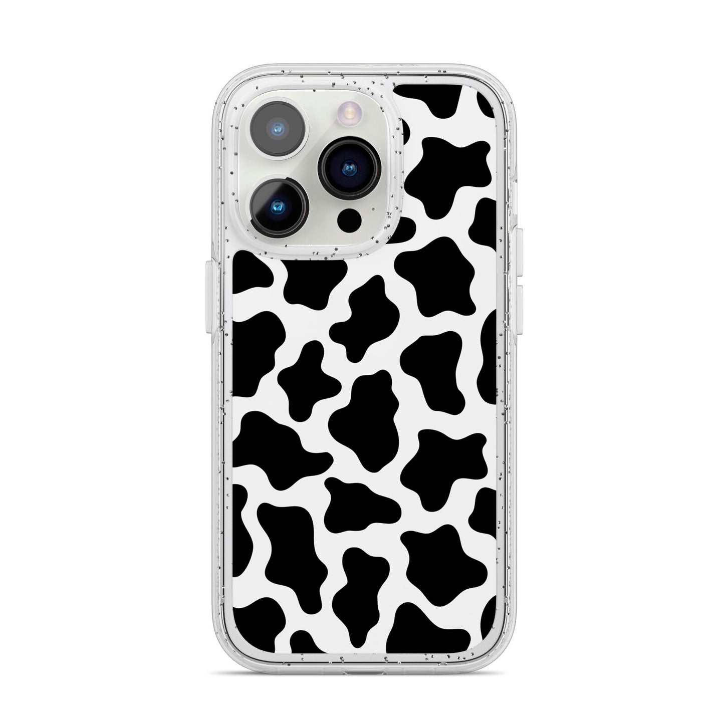 Cow Print iPhone 14 Pro Glitter Tough Case Silver