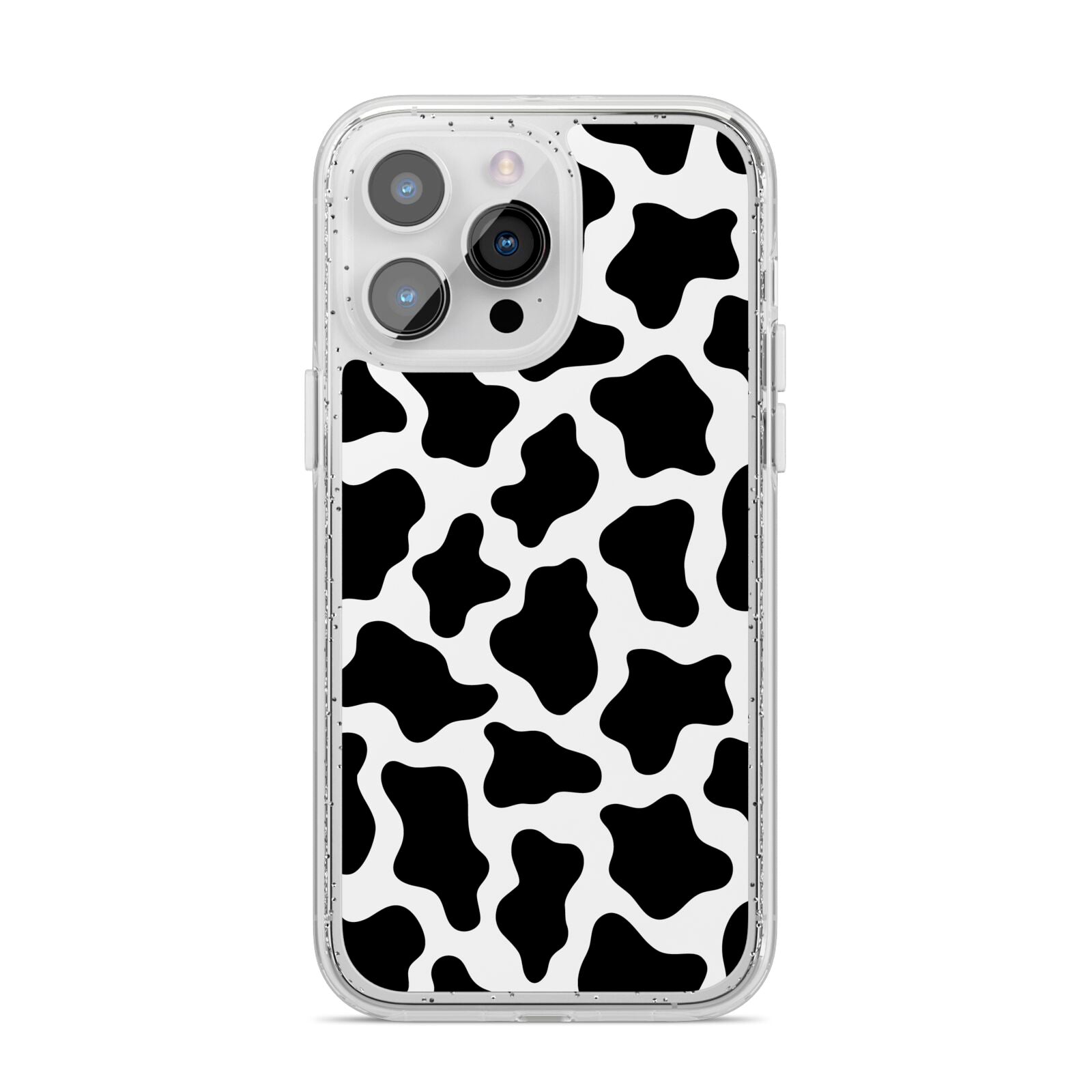 Cow Print iPhone 14 Pro Max Glitter Tough Case Silver