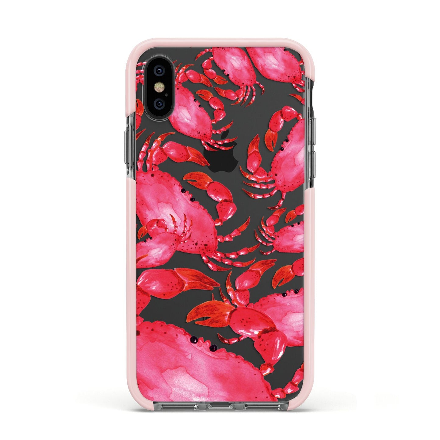 Crab Apple iPhone Xs Impact Case Pink Edge on Black Phone
