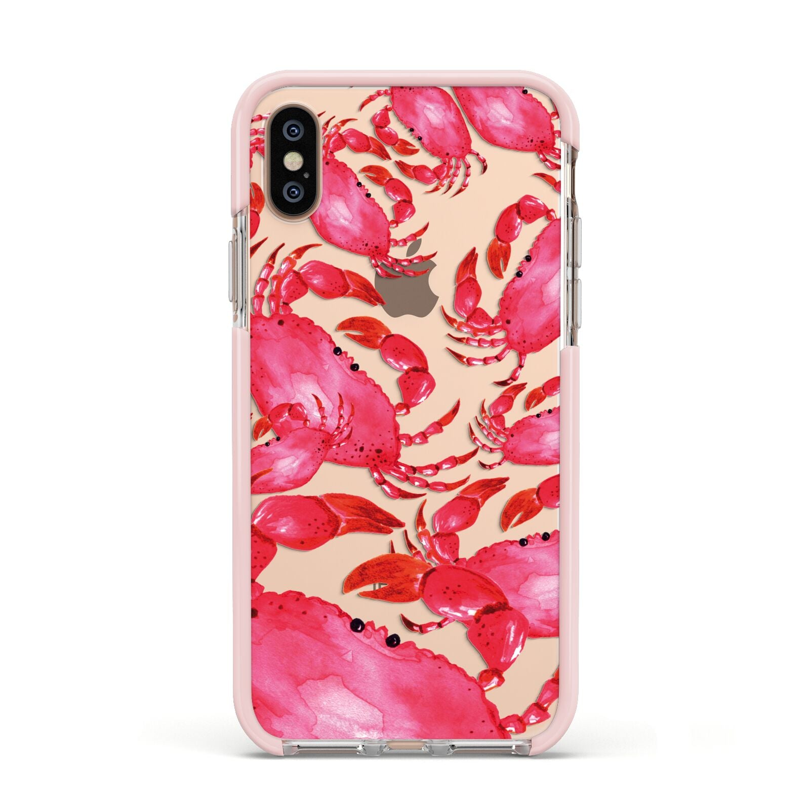 Crab Apple iPhone Xs Impact Case Pink Edge on Gold Phone
