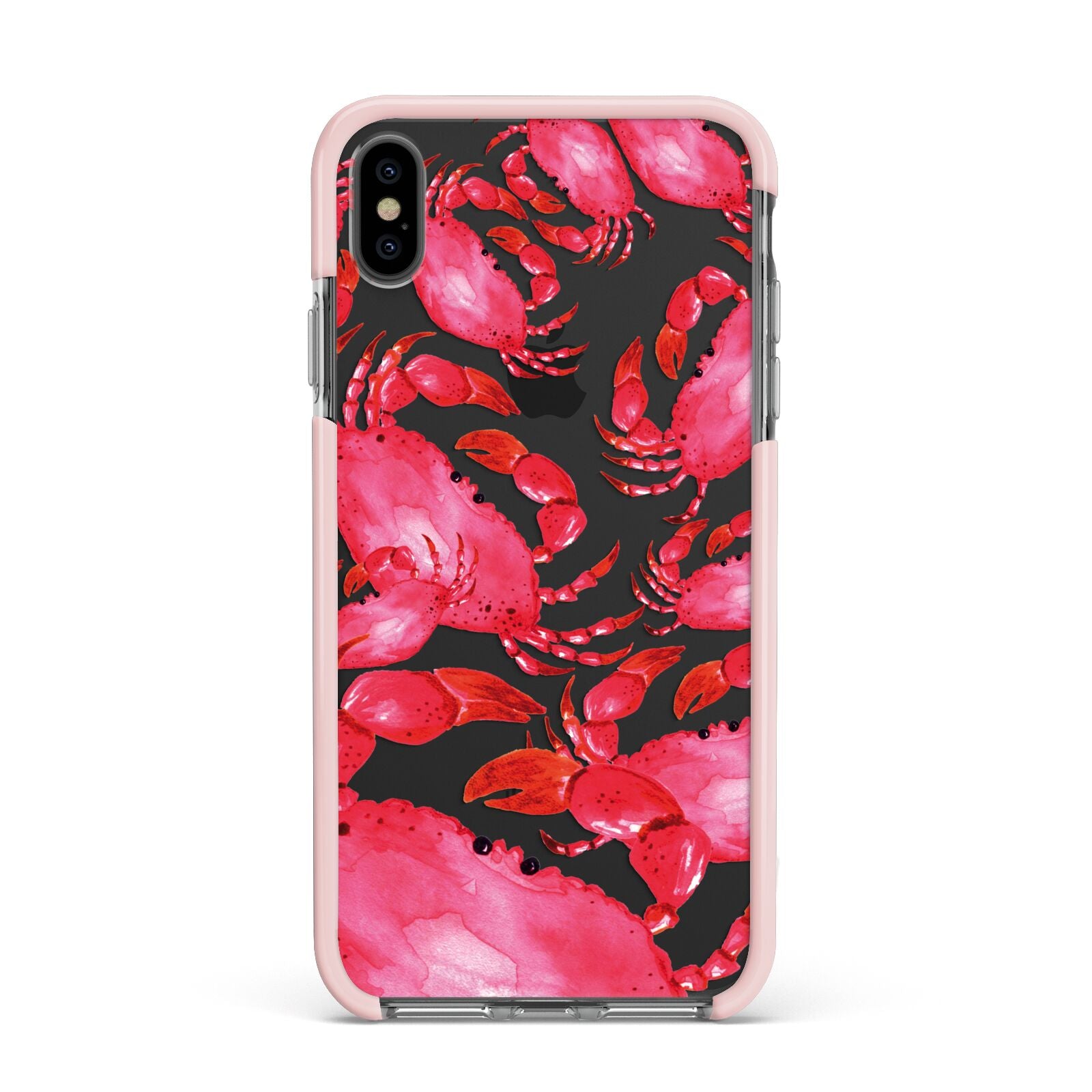 Crab Apple iPhone Xs Max Impact Case Pink Edge on Black Phone
