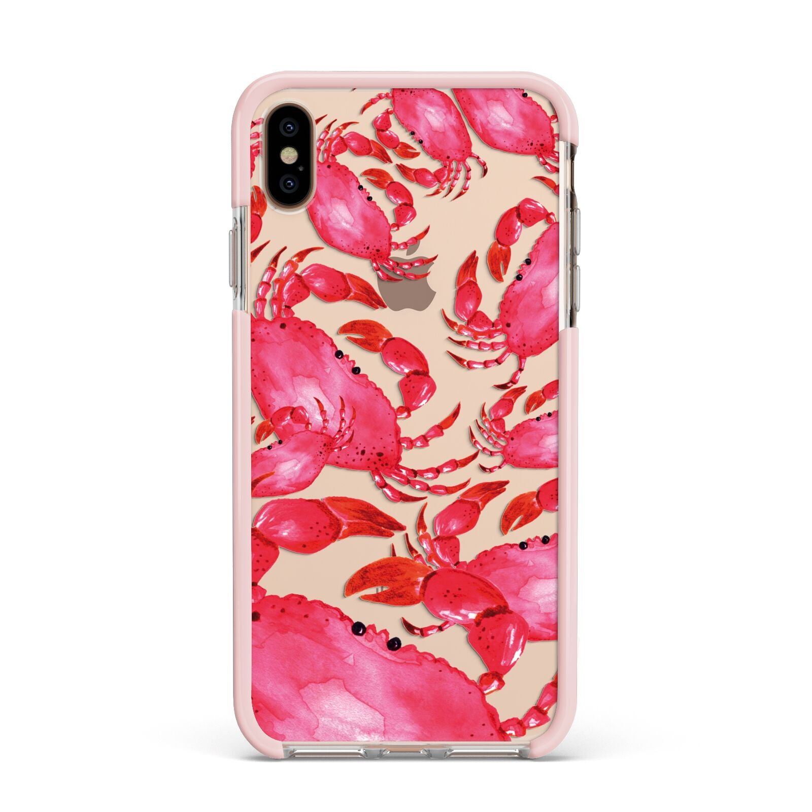 Crab Apple iPhone Xs Max Impact Case Pink Edge on Gold Phone