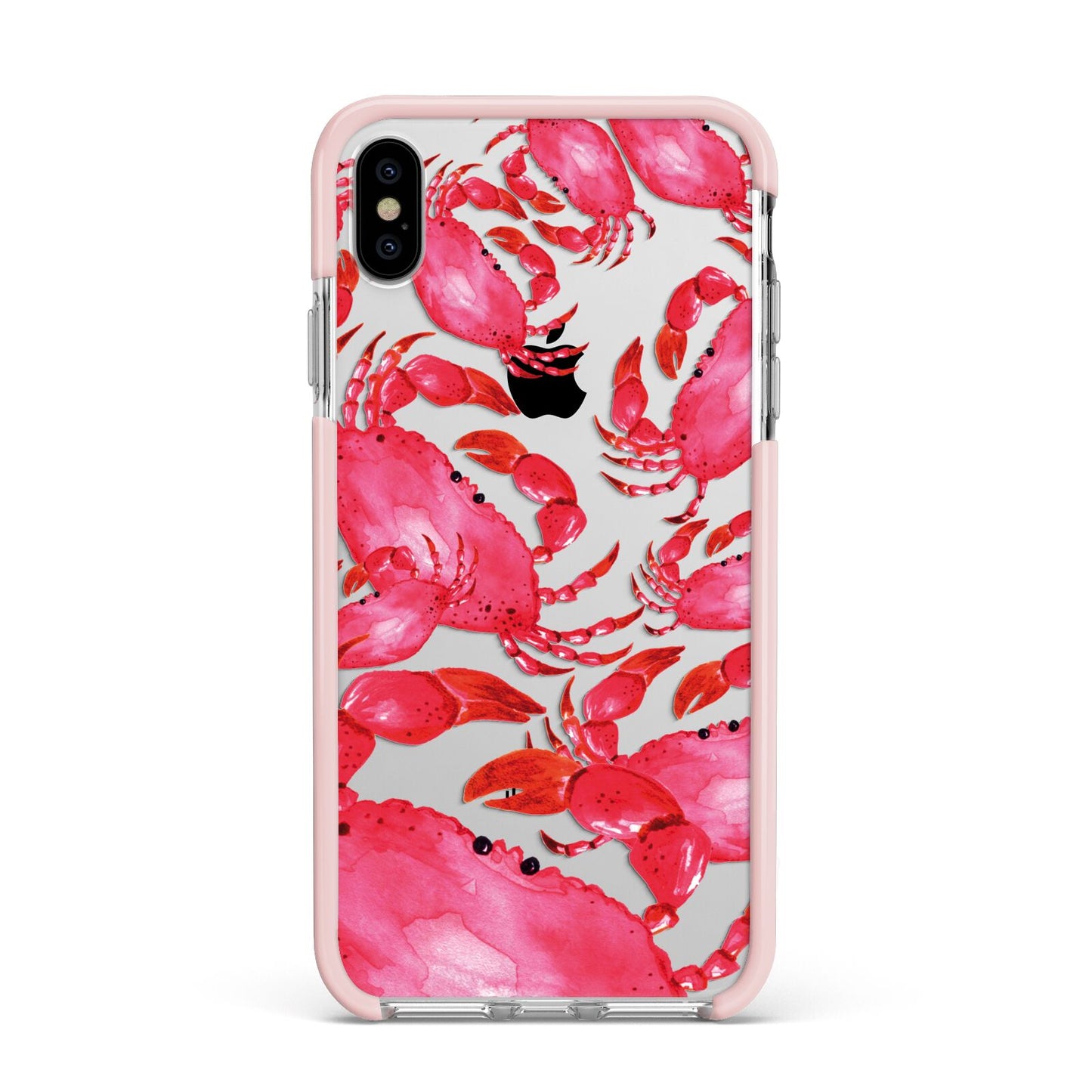 Crab Apple iPhone Xs Max Impact Case Pink Edge on Silver Phone