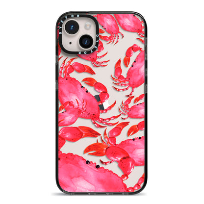 Crab iPhone 14 Plus Black Impact Case on Silver phone
