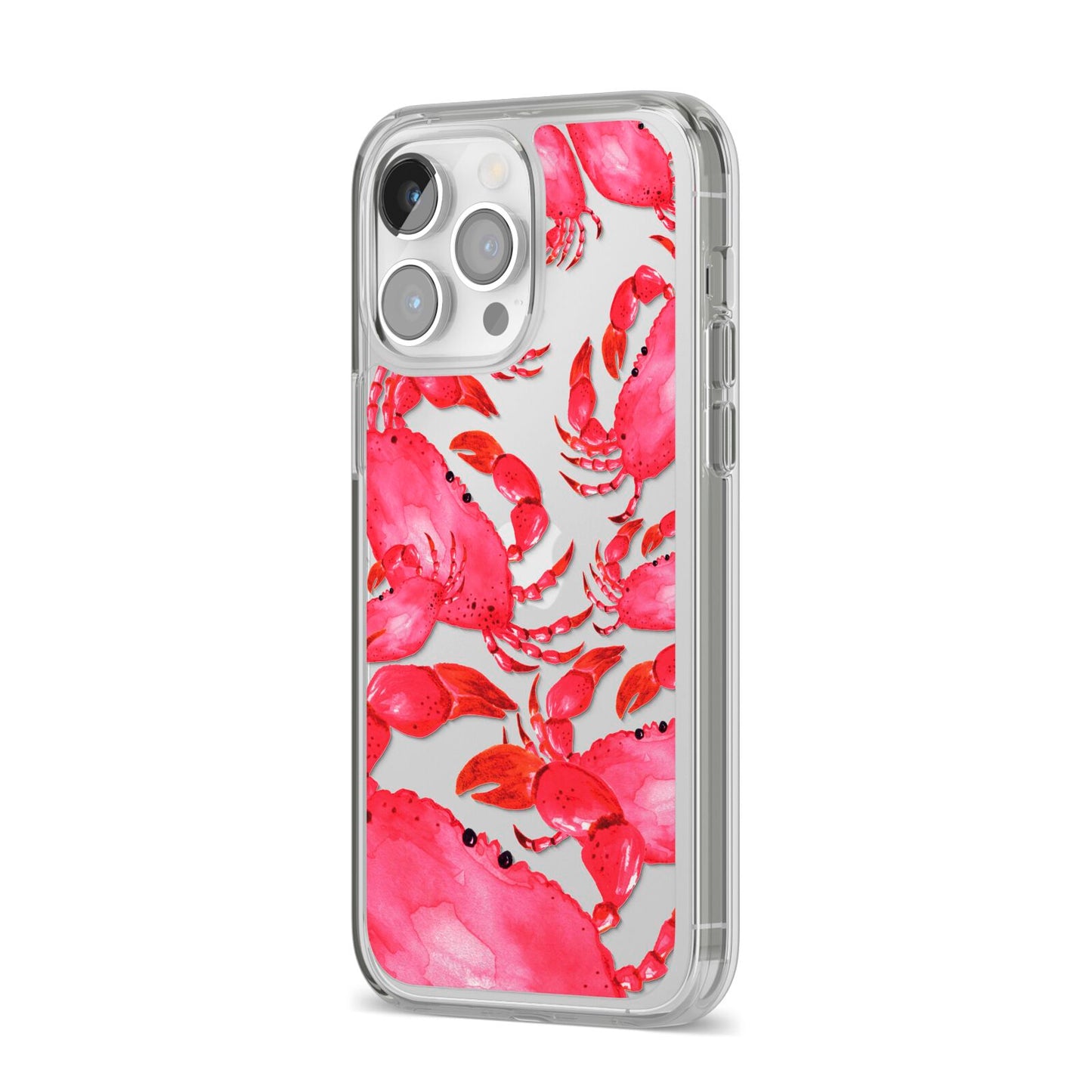 Crab iPhone 14 Pro Max Clear Tough Case Silver Angled Image