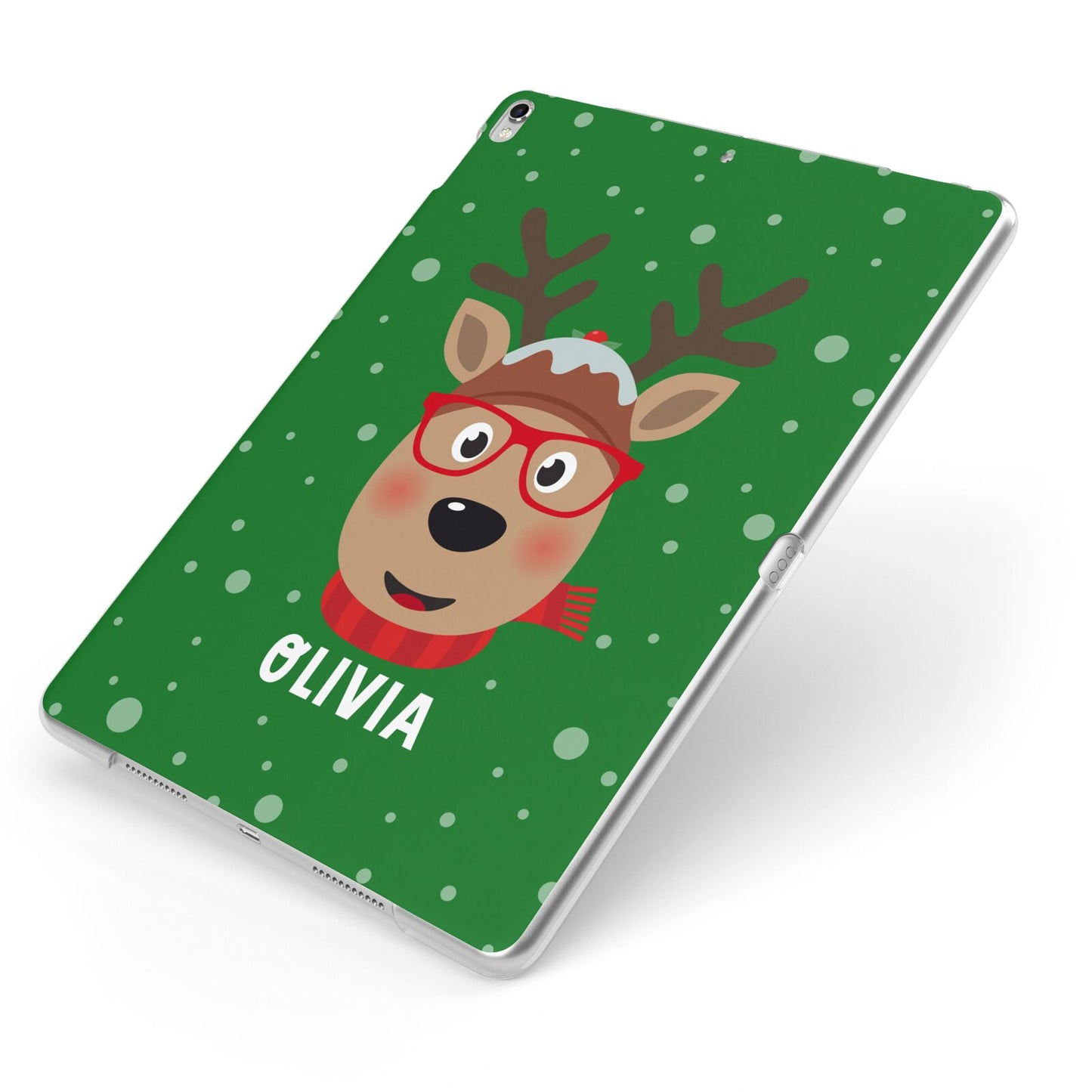 Create Your Own Reindeer Personalised Apple iPad Case on Silver iPad Side View