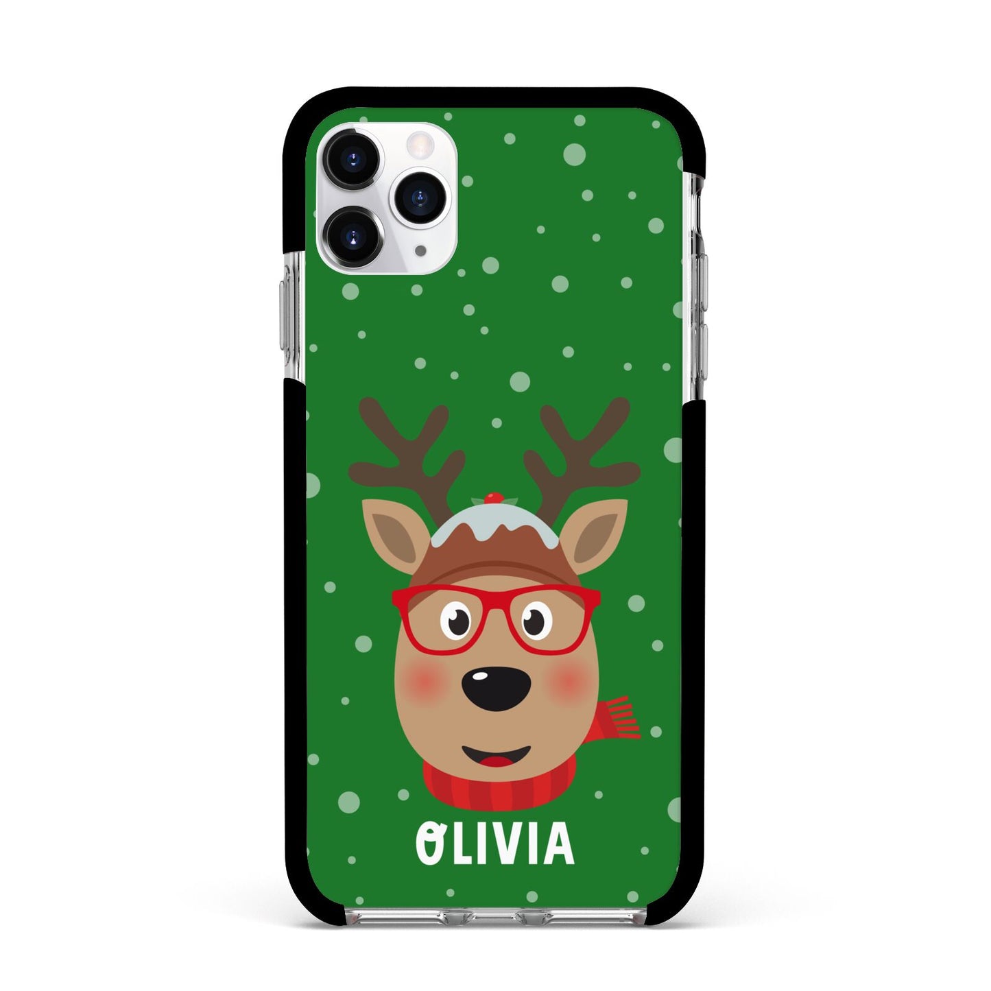 Create Your Own Reindeer Personalised Apple iPhone 11 Pro Max in Silver with Black Impact Case