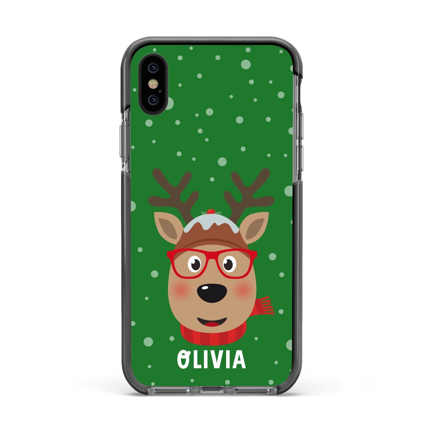 Create Your Own Reindeer Personalised Apple iPhone Xs Impact Case Black Edge on Black Phone