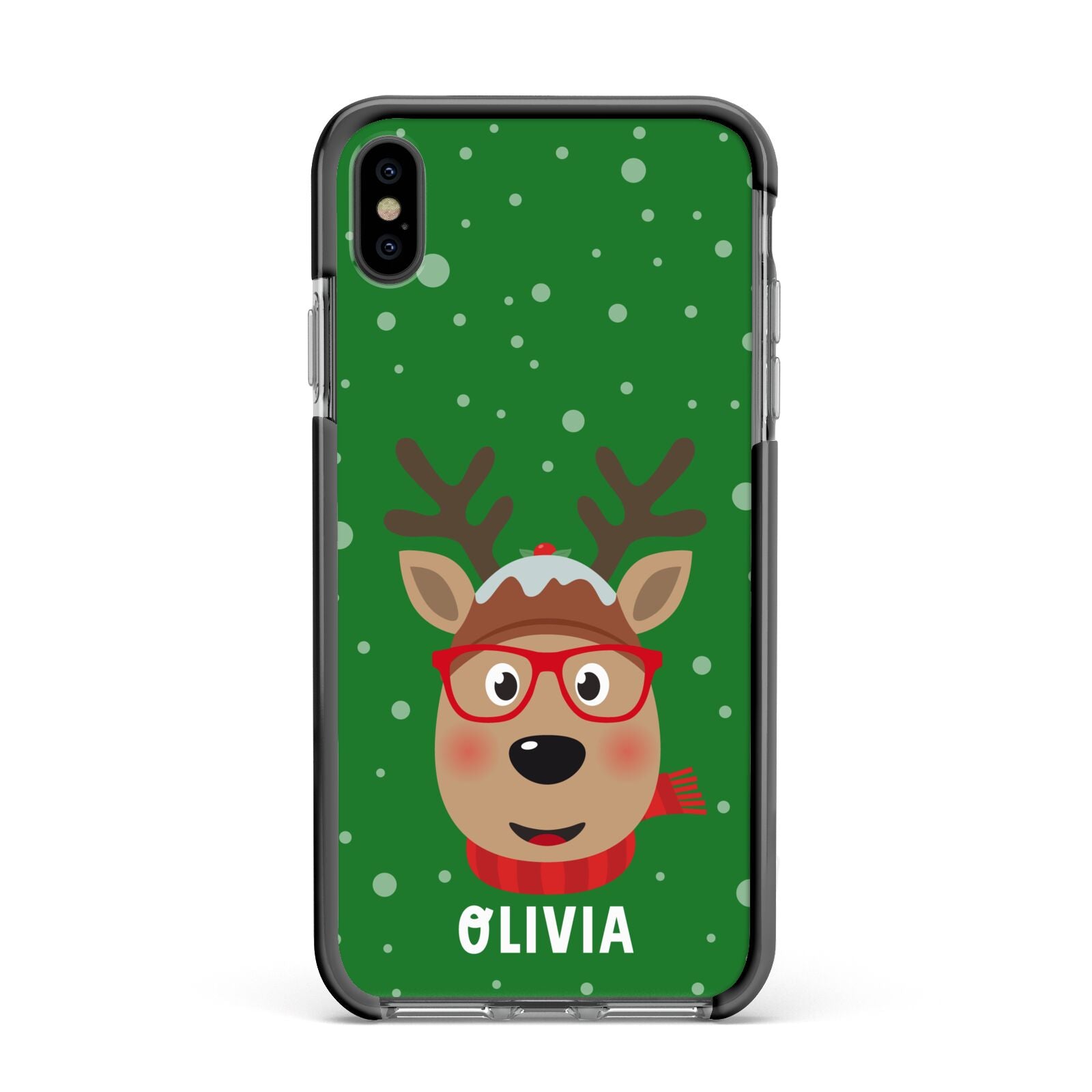 Create Your Own Reindeer Personalised Apple iPhone Xs Max Impact Case Black Edge on Black Phone