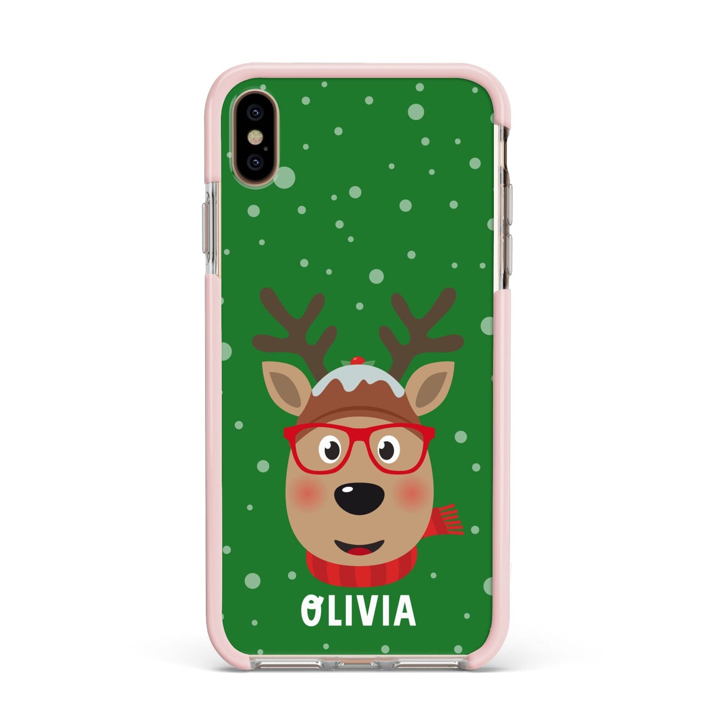 Create Your Own Reindeer Personalised Apple iPhone Xs Max Impact Case Pink Edge on Gold Phone