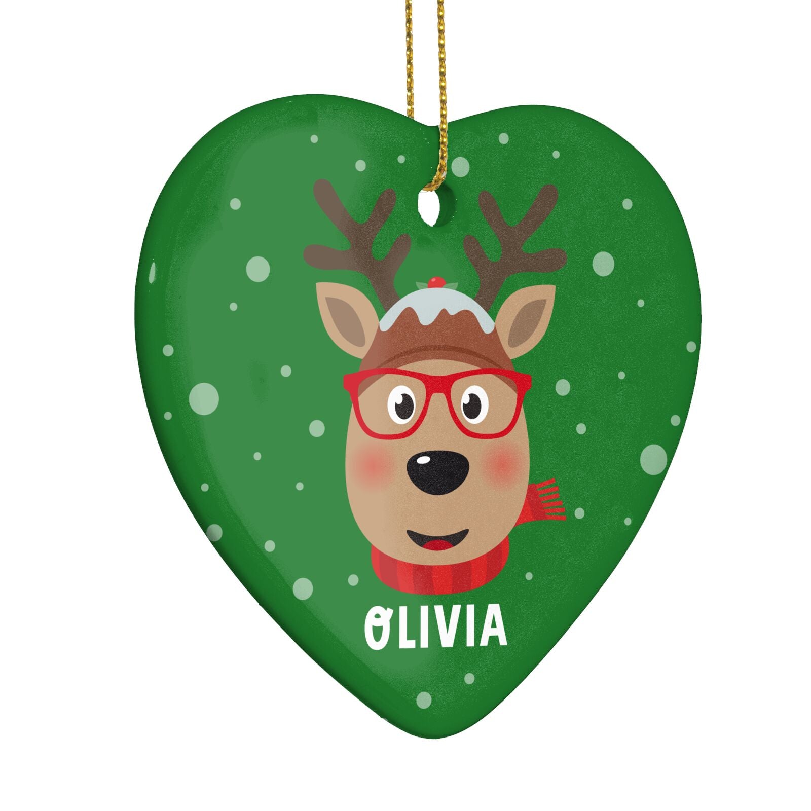 Create Your Own Reindeer Personalised Heart Decoration Side Angle