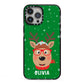 Create Your Own Reindeer Personalised iPhone 13 Pro Max Black Impact Case on Silver phone