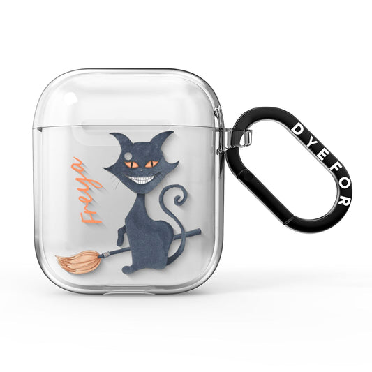Creepy Cat Halloween Personalised AirPods Clear Case