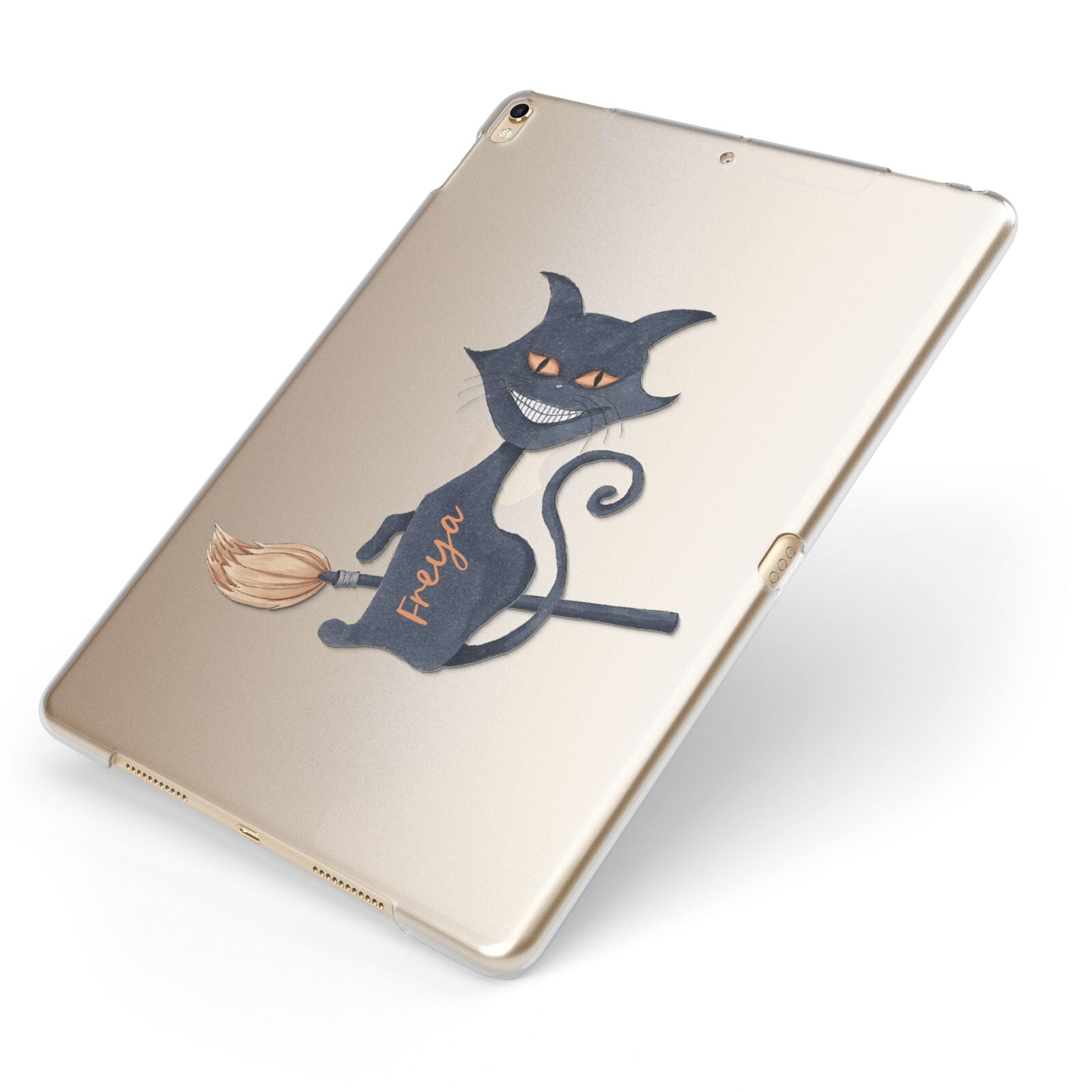Creepy Cat Halloween Personalised Apple iPad Case on Gold iPad Side View