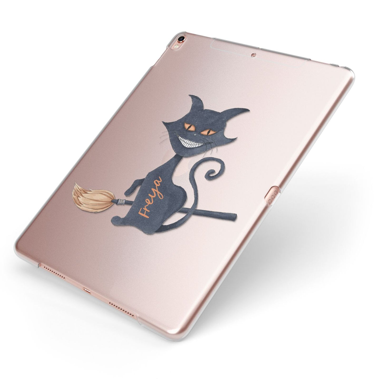Creepy Cat Halloween Personalised Apple iPad Case on Rose Gold iPad Side View