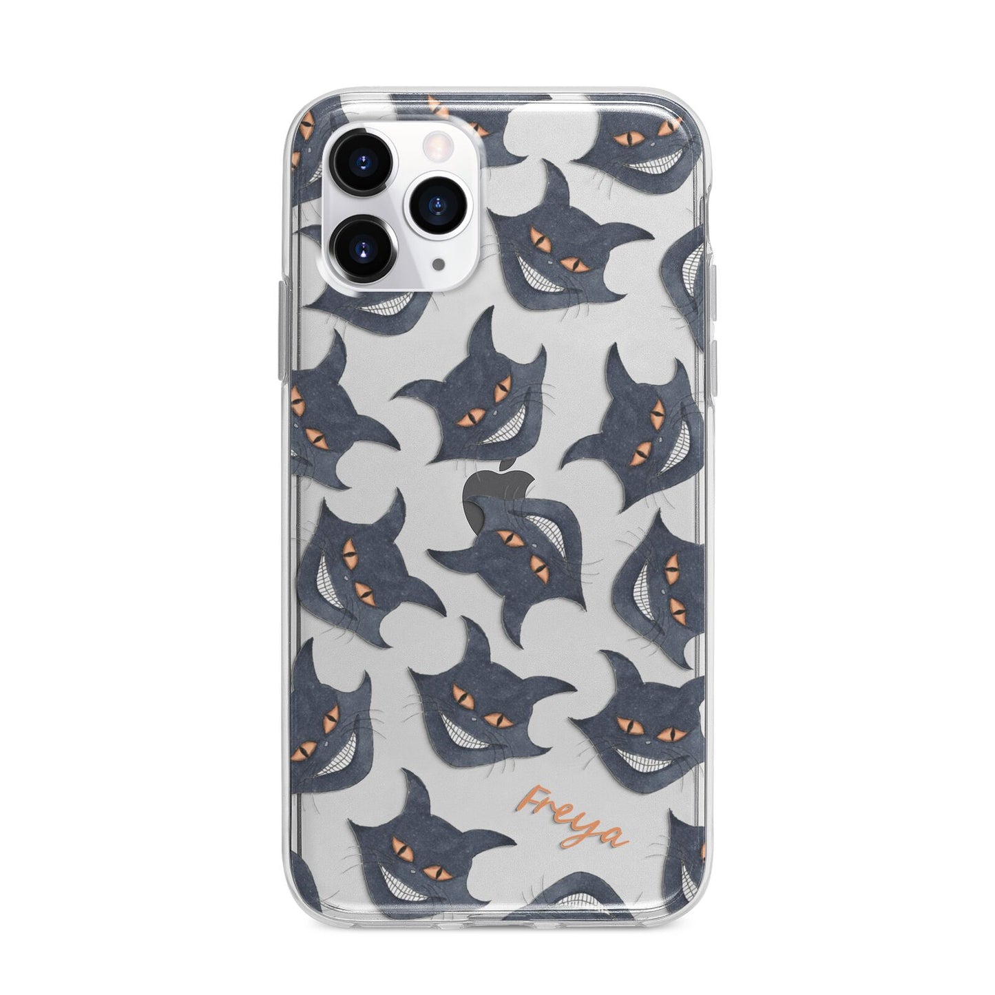 Creepy Cat Halloween Personalised Apple iPhone 11 Pro Max in Silver with Bumper Case