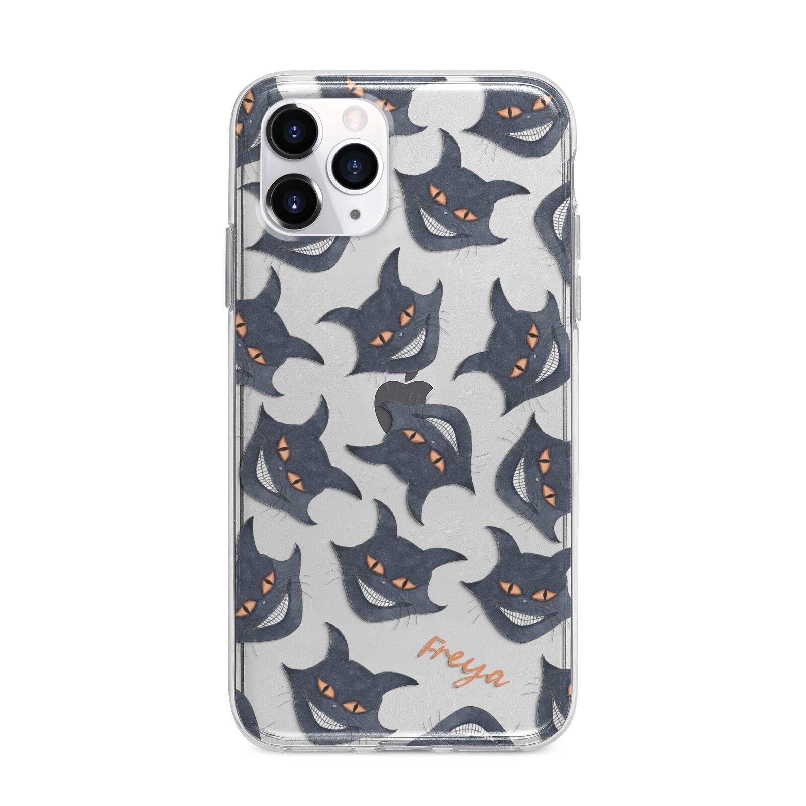 Creepy Cat Halloween Personalised Apple iPhone 11 Pro in Silver with Bumper Case