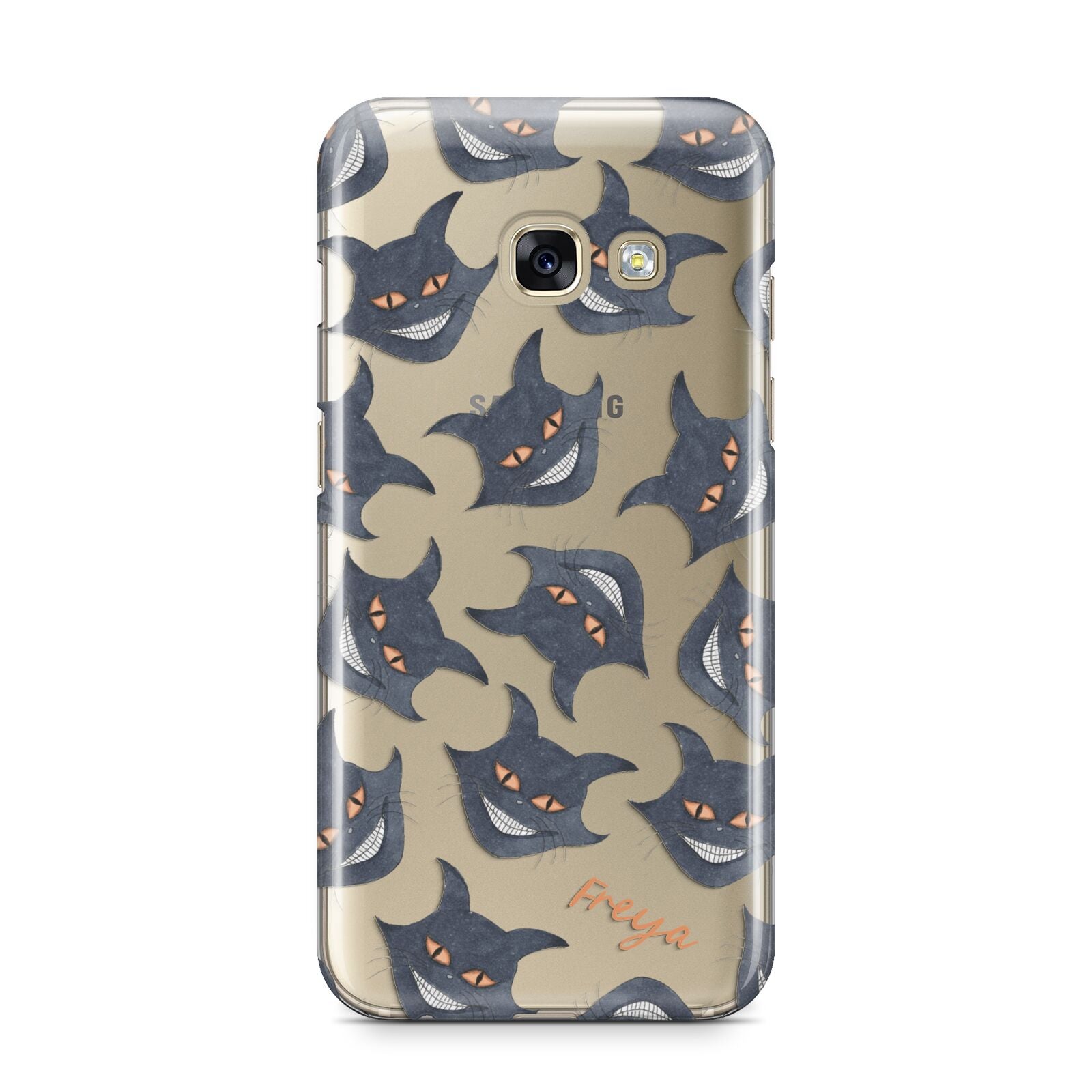 Creepy Cat Halloween Personalised Samsung Galaxy A3 2017 Case on gold phone