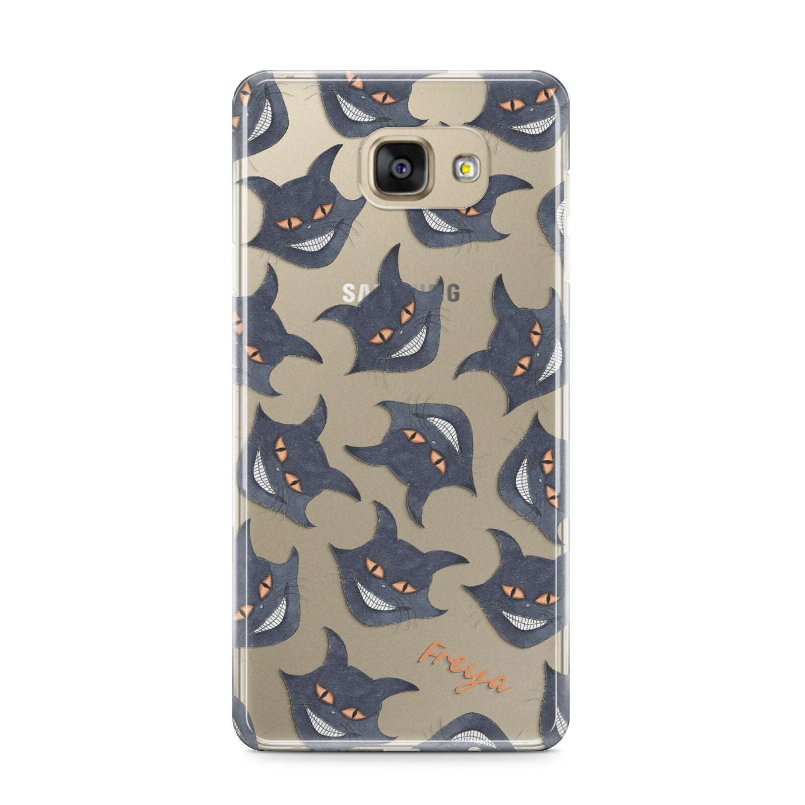 Creepy Cat Halloween Personalised Samsung Galaxy A9 2016 Case on gold phone
