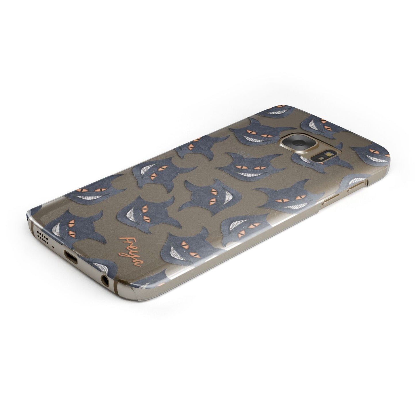 Creepy Cat Halloween Personalised Samsung Galaxy Case Bottom Cutout