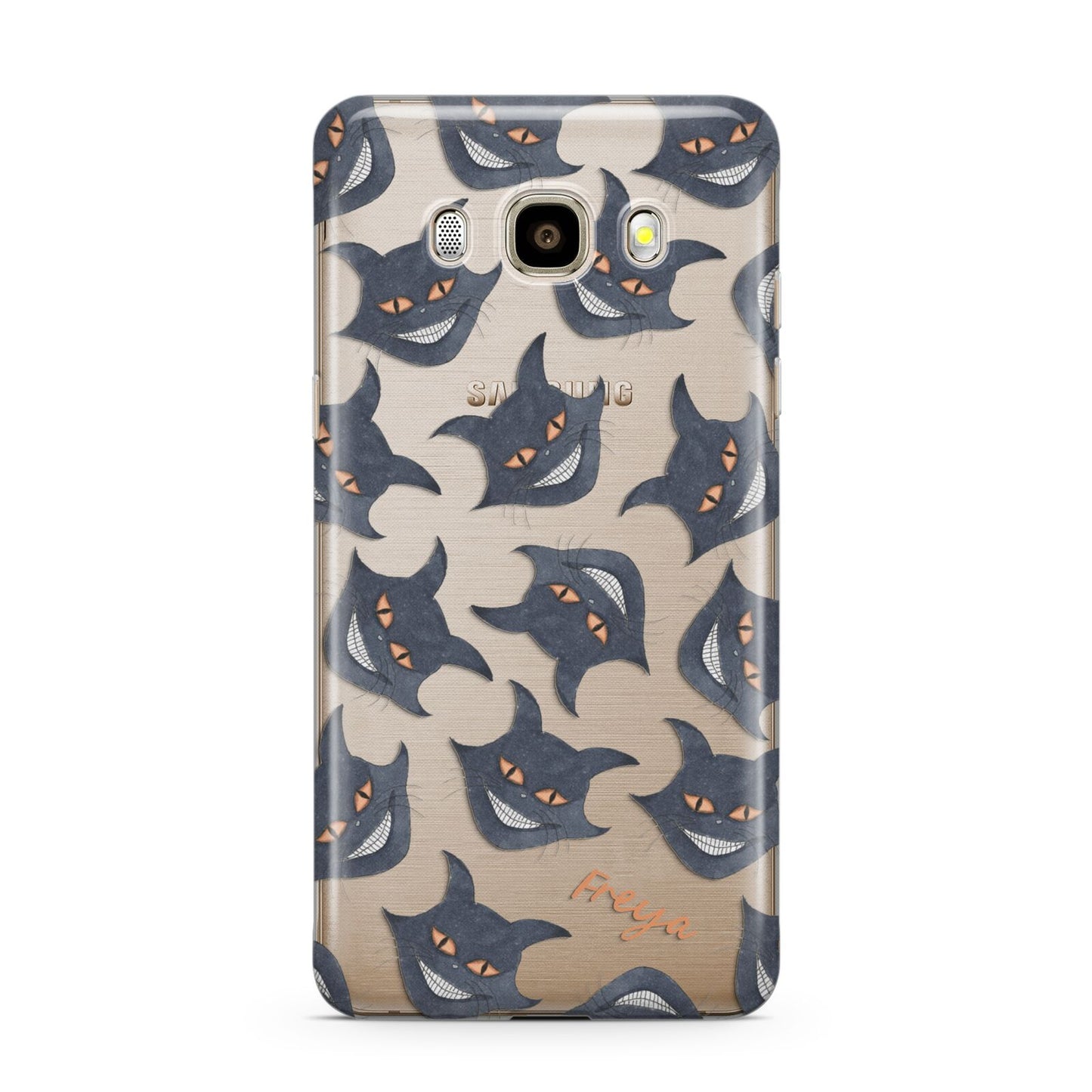 Creepy Cat Halloween Personalised Samsung Galaxy J7 2016 Case on gold phone