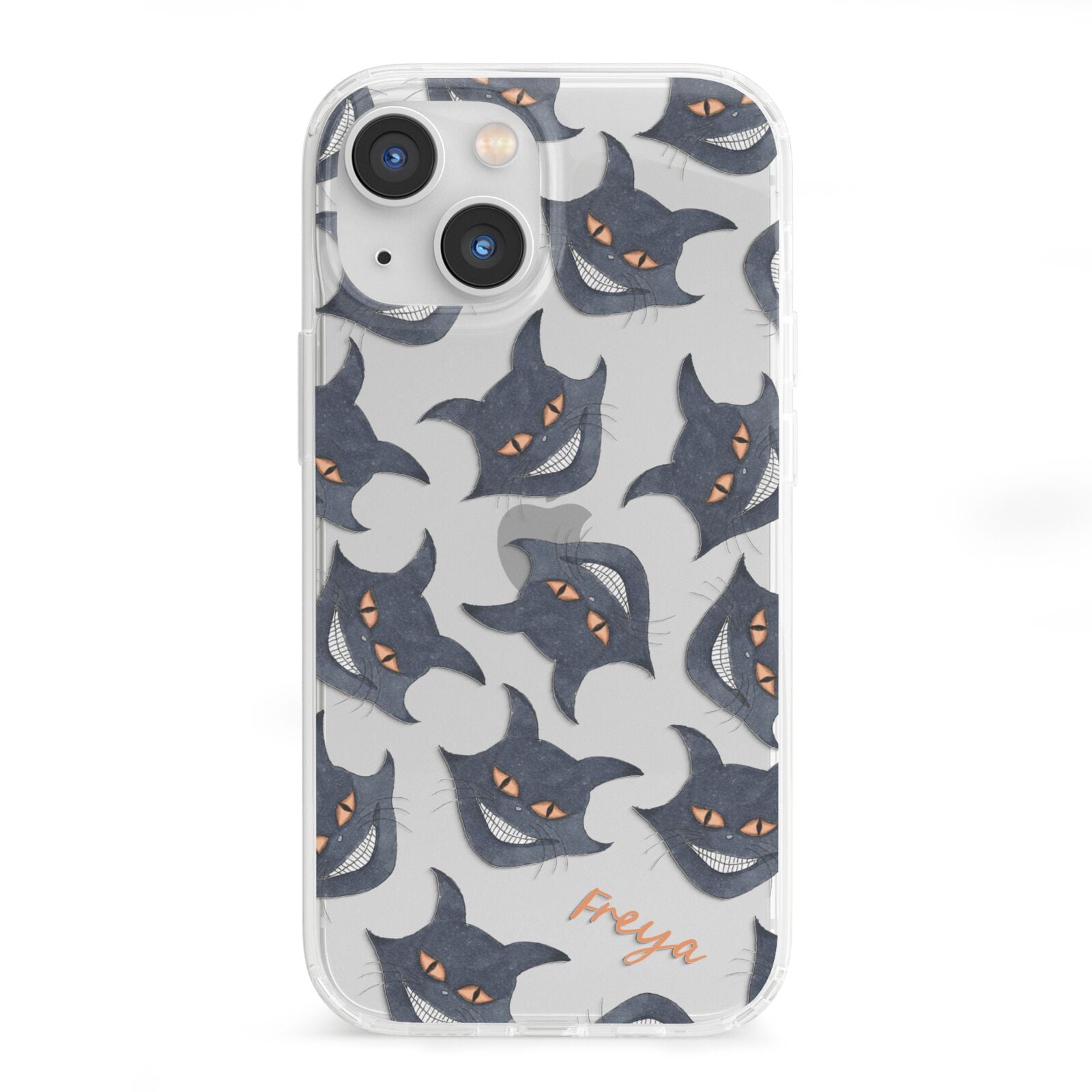 Creepy Cat Halloween Personalised iPhone 13 Mini Clear Bumper Case