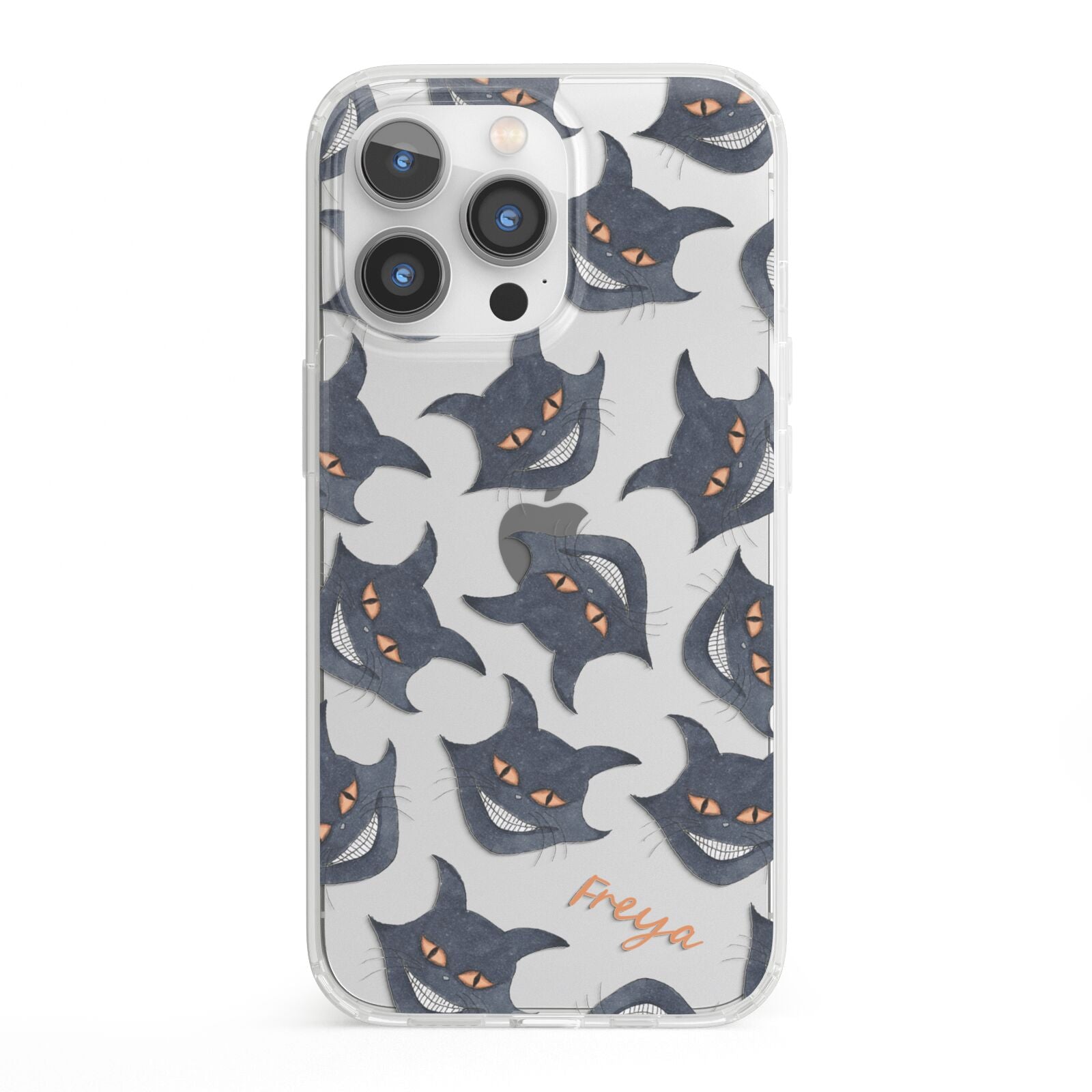 Creepy Cat Halloween Personalised iPhone 13 Pro Clear Bumper Case