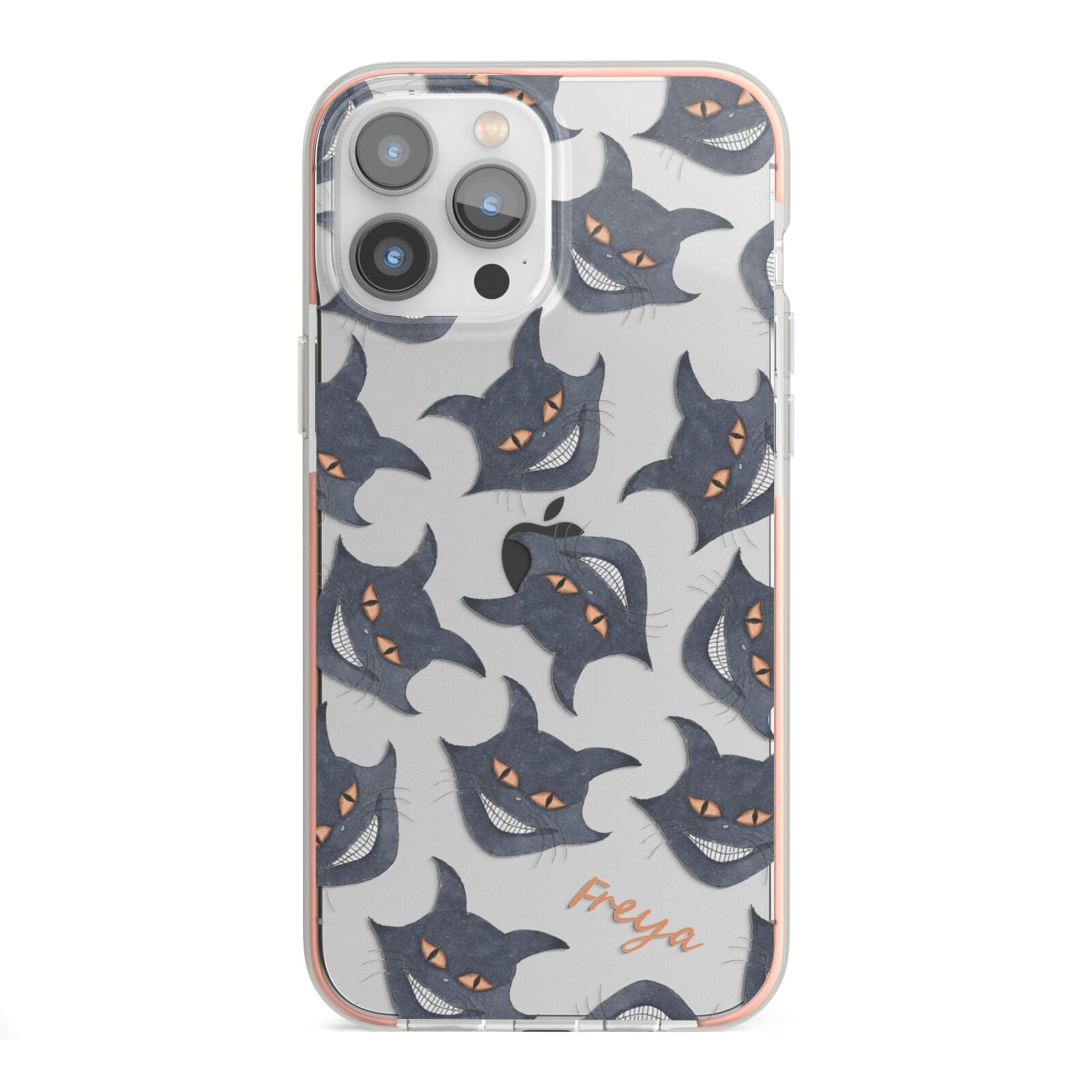 Creepy Cat Halloween Personalised iPhone 13 Pro Max TPU Impact Case with Pink Edges
