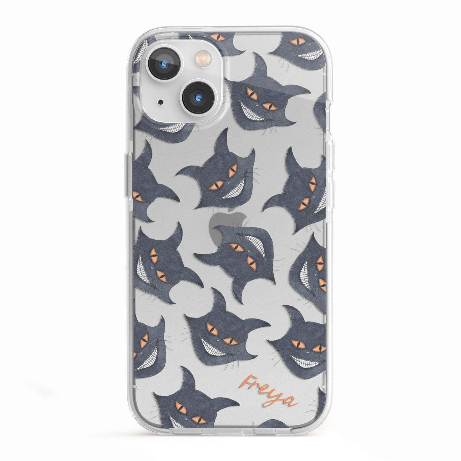 Creepy Cat Halloween Personalised iPhone 13 TPU Impact Case with White Edges