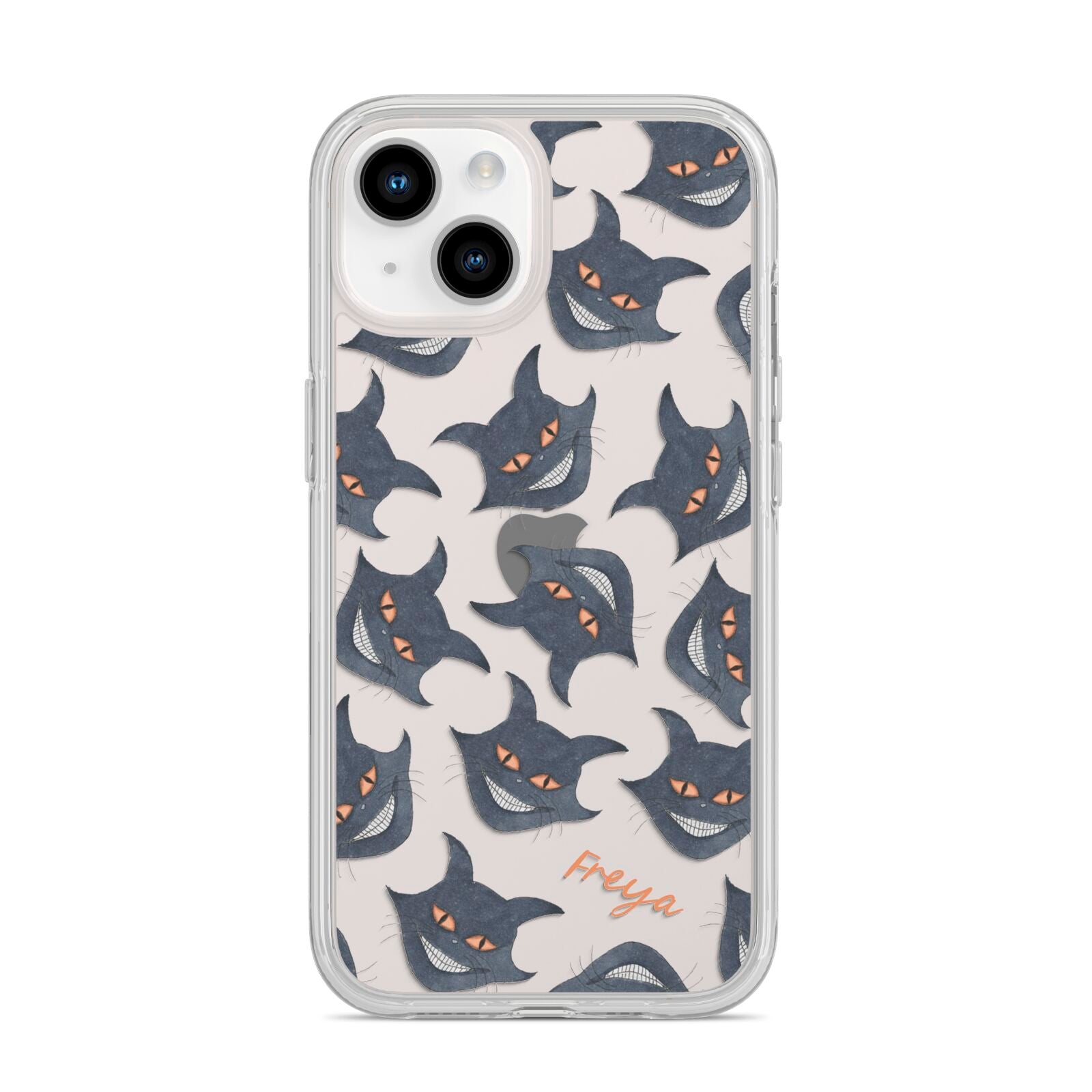 Creepy Cat Halloween Personalised iPhone 14 Clear Tough Case Starlight