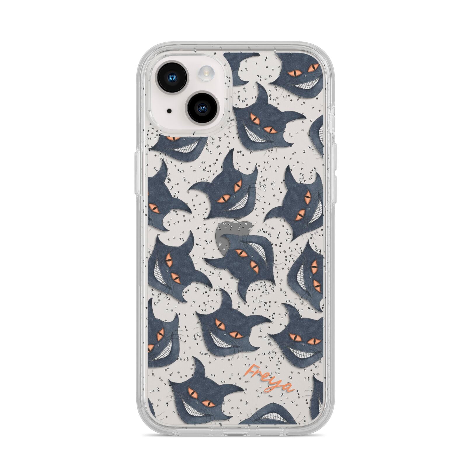 Creepy Cat Halloween Personalised iPhone 14 Plus Glitter Tough Case Starlight