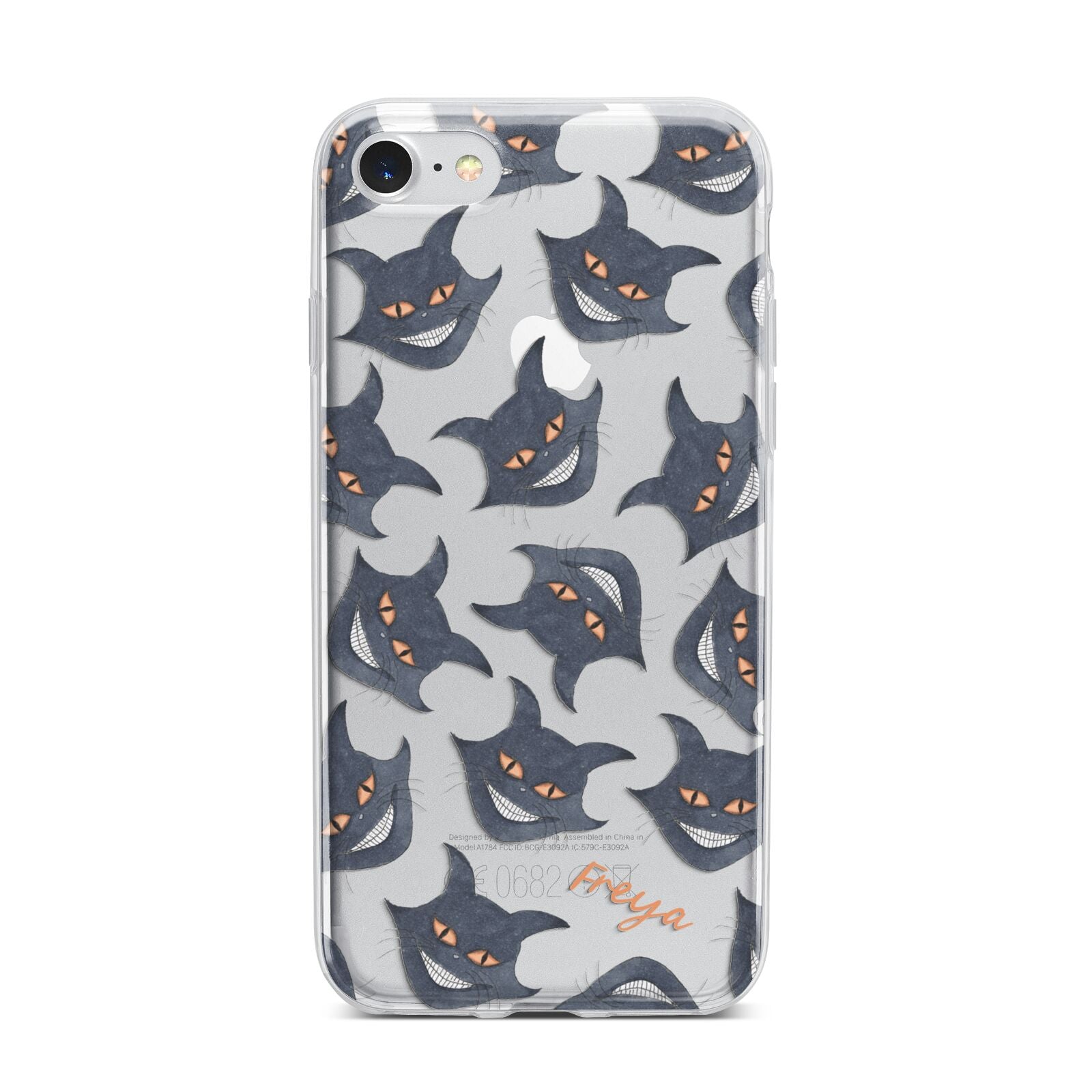 Creepy Cat Halloween Personalised iPhone 7 Bumper Case on Silver iPhone