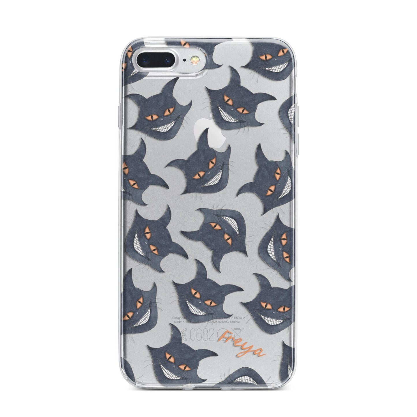 Creepy Cat Halloween Personalised iPhone 7 Plus Bumper Case on Silver iPhone