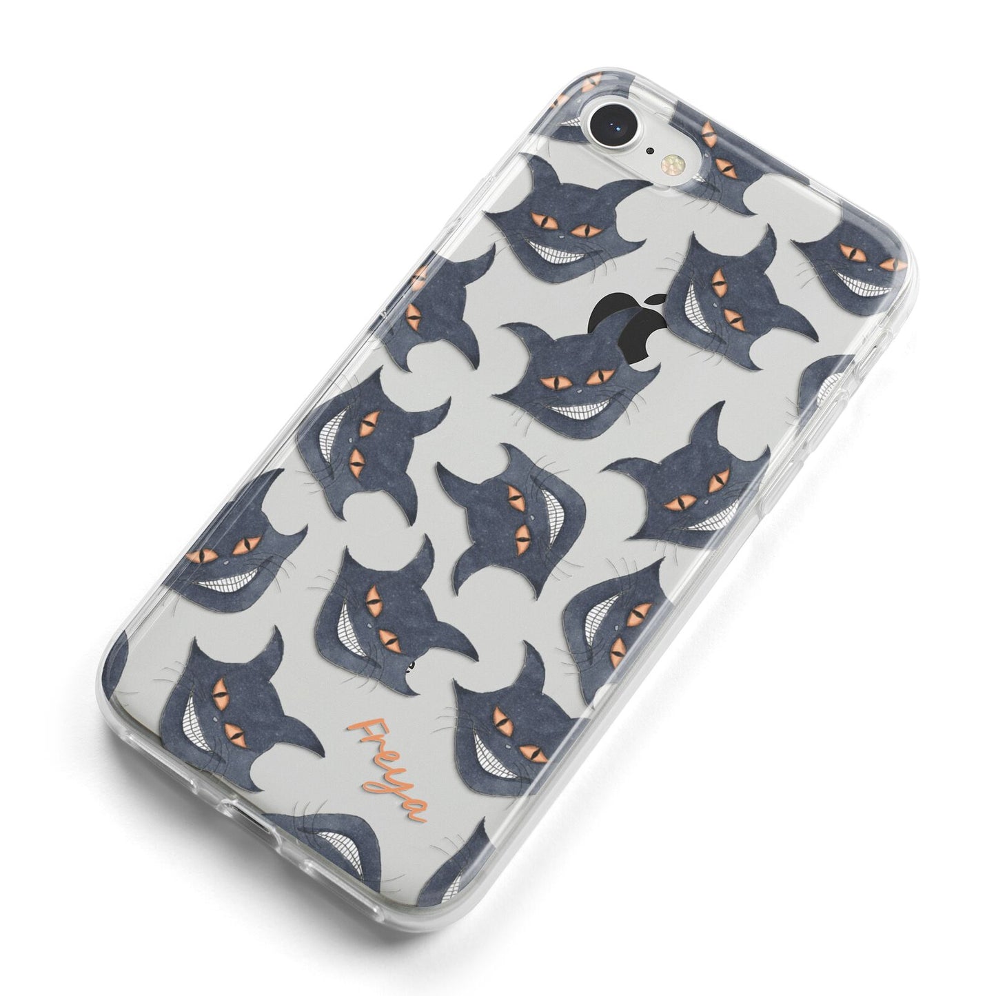 Creepy Cat Halloween Personalised iPhone 8 Bumper Case on Silver iPhone Alternative Image