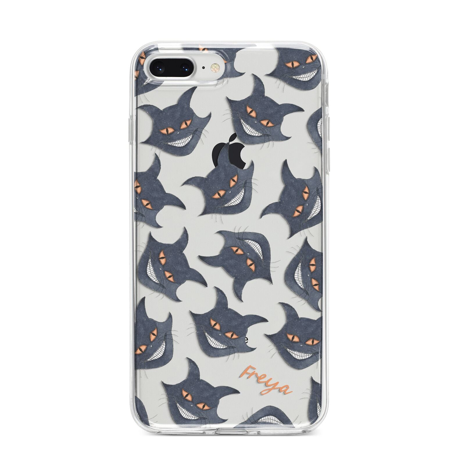Creepy Cat Halloween Personalised iPhone 8 Plus Bumper Case on Silver iPhone