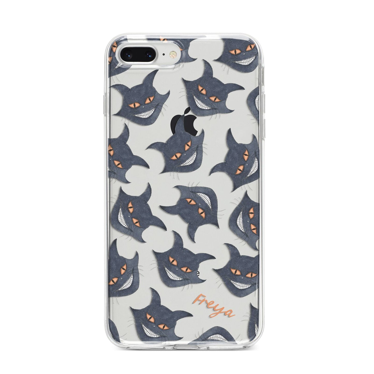 Creepy Cat Halloween Personalised iPhone 8 Plus Bumper Case on Silver iPhone