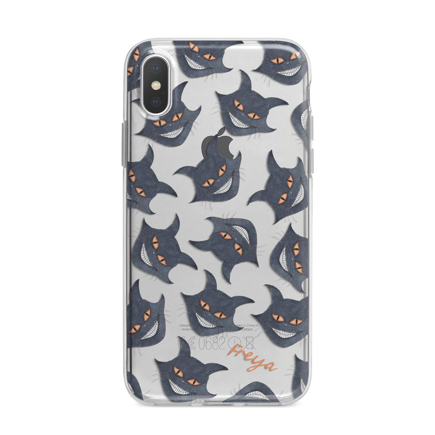 Creepy Cat Halloween Personalised iPhone X Bumper Case on Silver iPhone Alternative Image 1