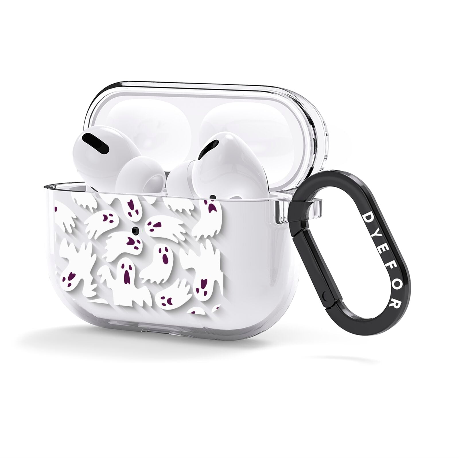 Crowd of Ghosts with Transparent Background AirPods Clear Case 3rd Gen Side Image