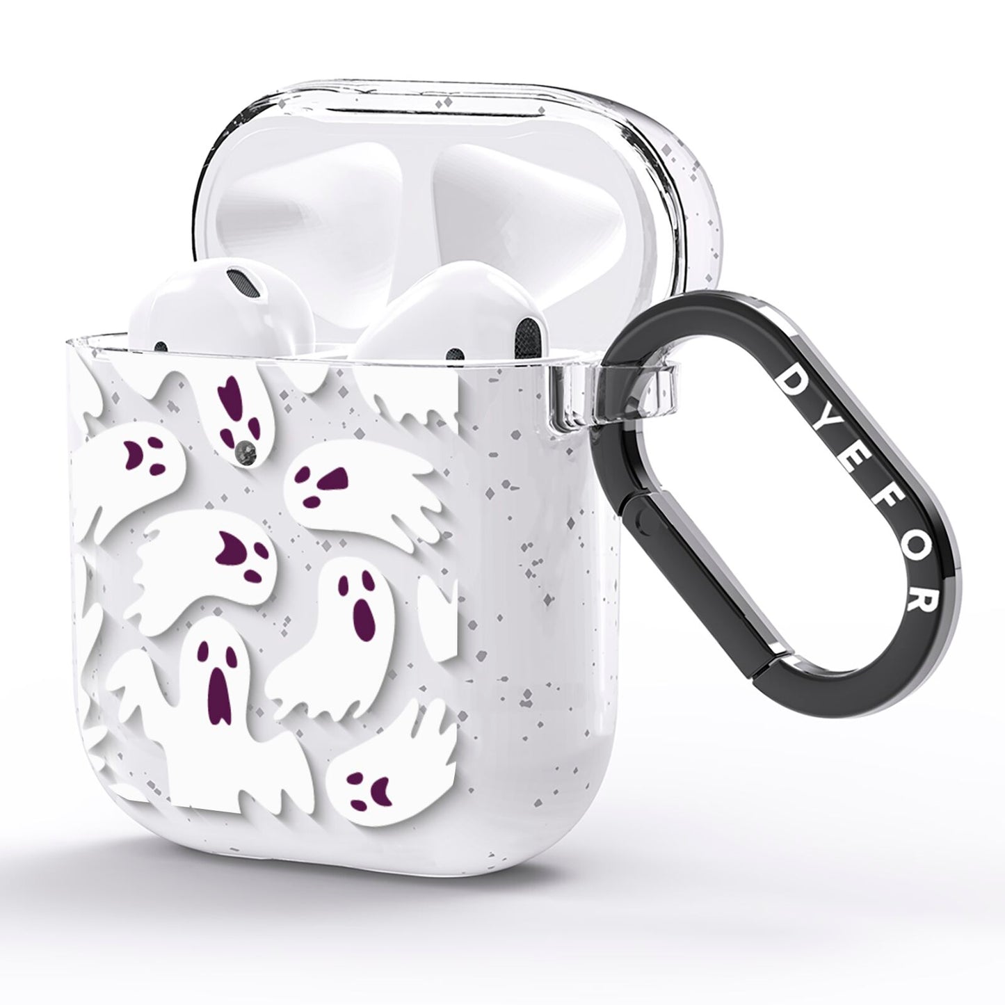 Crowd of Ghosts with Transparent Background AirPods Glitter Case Side Image